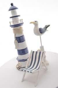 Lighthouse, Seagull & Deckchair Wedding Cake Topper