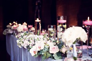 Floral Décor on a Top Table with Floating Candles
