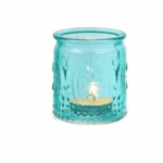 Vintage Style Turquoise Glass Tea Light Candle Holders 