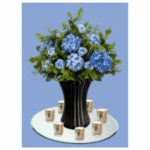 Black Vase with Silk Foliage & Florals