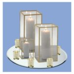 Gold Frame Box Centerpiece - Pillar Candle
