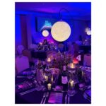 Hanging moon with Silk Florals & Candles