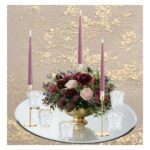 Low Floral Display - BLUE & PURPLE / Colourful - With Lavender LED Taper Candles