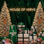 Green Draped Christmas backdrop